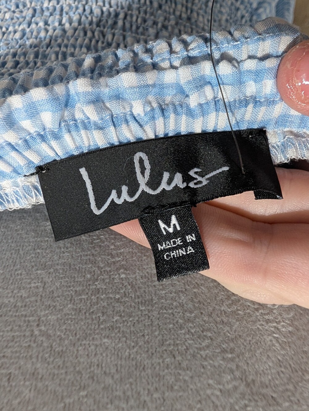 Lulu's Light Blue Gingham Smocked Mini Dress - Picture 4 of 6